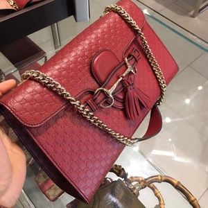 Gucci Red Micro Guccissima Leather Emily Handbag
